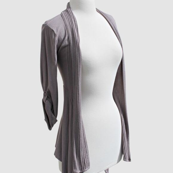 Willi Smith Women's Open Cardigan Minimalist Neutral Solid Taupe Tan Size Small - Picture 2 of 12